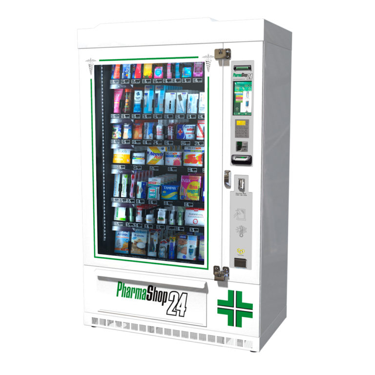 Máquina vending Pharmashop24, comercializada por Exclusivas Iglesias.